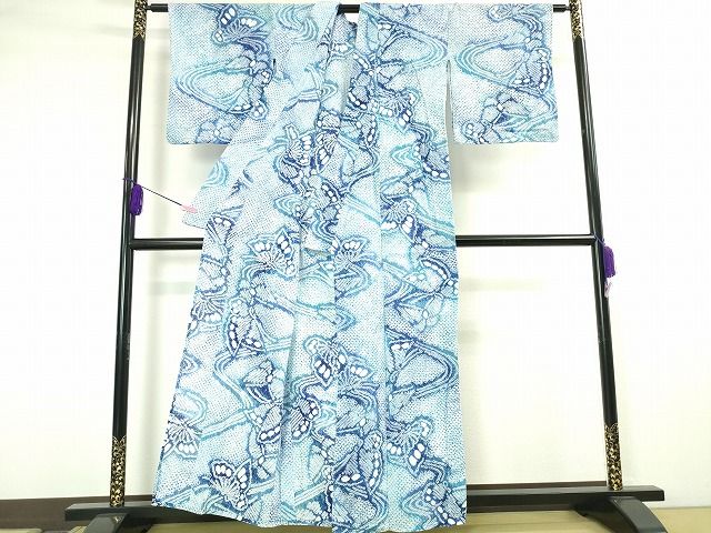 平和屋本店■極上 夏物 浴衣 有松鳴海絞り 流水舞蝶文 綿 逸品 DZAA1842kh4 - 平和屋