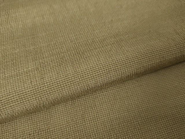 平和屋本店■極上 六代 樋口隆司 紬 単衣 小千谷織物 縮屋 紬ちりめん うす茶 証紙付き 逸品 DZAA1924kh4 - 平和屋