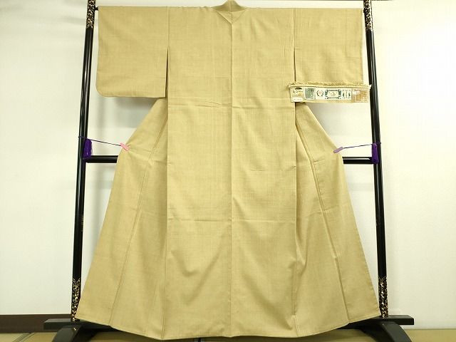 平和屋本店■極上 本場結城紬 重要無形文化財 色無地 枯色 証紙・鑑定証付き 逸品 DZAA1947kh4 - 平和屋