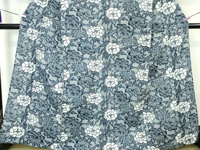 平和屋本店■極上 夏物 浴衣 東京染 綿紅梅 江戸中紋染 染:高橋常兵衛 牡丹 綿 反端付き 逸品 未使用 DZAA20095kh5