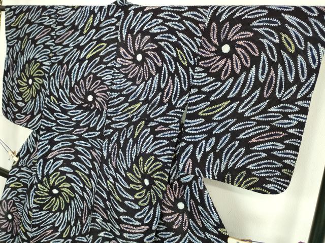 平和屋着物∴極上 夏物 浴衣 有松鳴海絞り 花火 綿 逸品 DZAA20130kh5