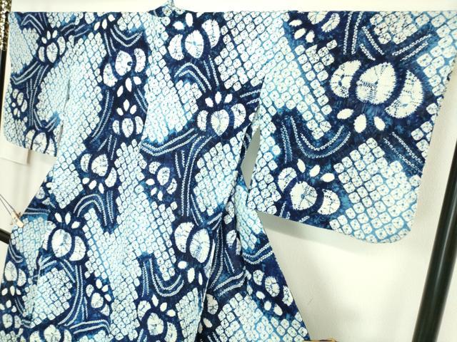 平和屋着物∴極上 夏物 浴衣 有松鳴海絞り 杜若 綿 逸品 DZAA20131kh5