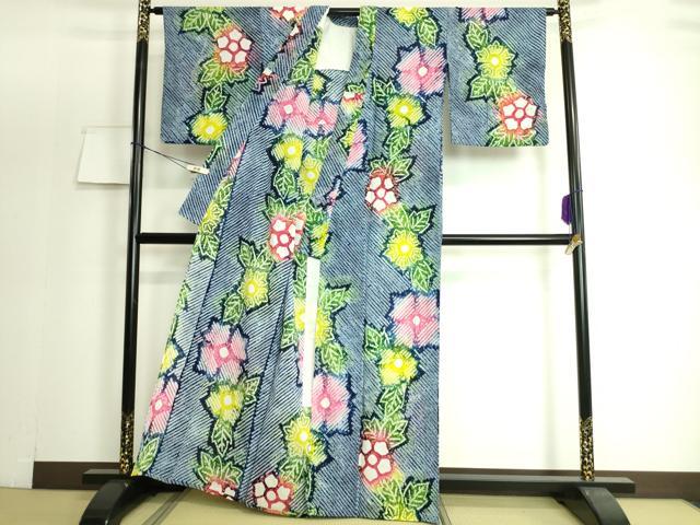 平和屋着物∴極上 夏物 浴衣 有松鳴海絞り 舞花文 綿 逸品 DZAA20141kh5