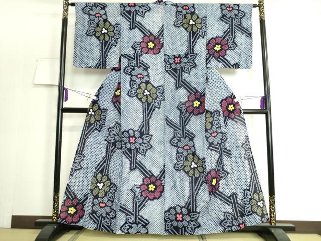 平和屋着物∴極上 夏物 浴衣 有松鳴海絞り 草花文 綿 逸品 未使用 DZAA20147kh5