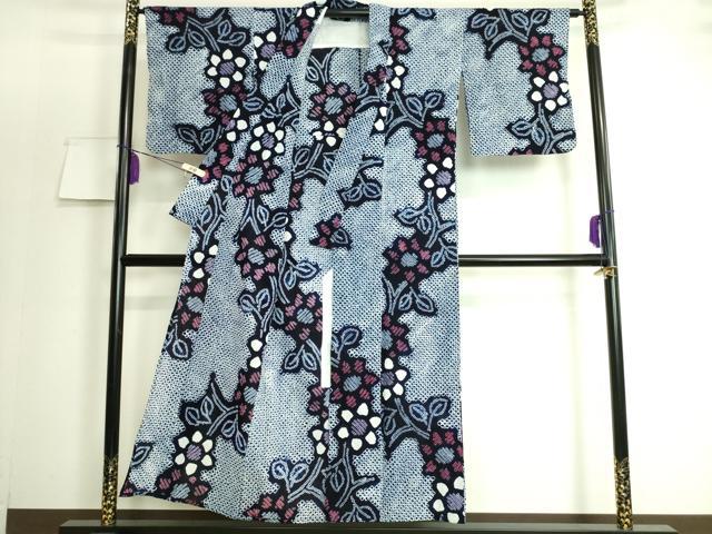 平和屋着物∴極上 夏物 浴衣 有松鳴海絞り 草花文 綿 逸品 DZAA20149kh5