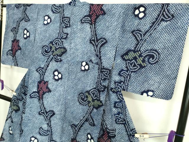 平和屋着物∴極上 夏物 浴衣 有松鳴海絞り 花唐草文 綿 逸品 DZAA20153kh5
