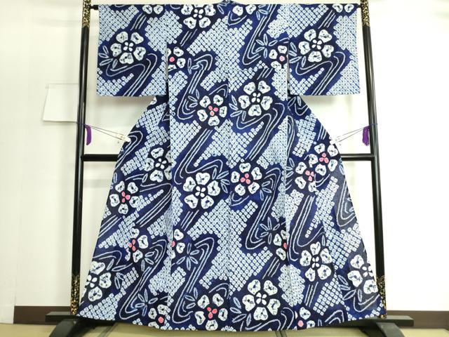 平和屋着物∴極上 夏物 浴衣 有松鳴海絞り 流水花文 綿 逸品 DZAA20157kh5