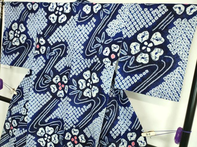 平和屋着物∴極上 夏物 浴衣 有松鳴海絞り 流水花文 綿 逸品 DZAA20157kh5