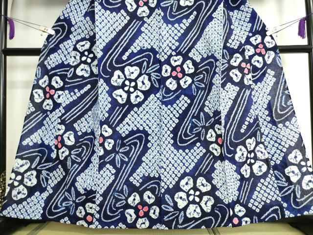 平和屋着物∴極上 夏物 浴衣 有松鳴海絞り 流水花文 綿 逸品 DZAA20157kh5
