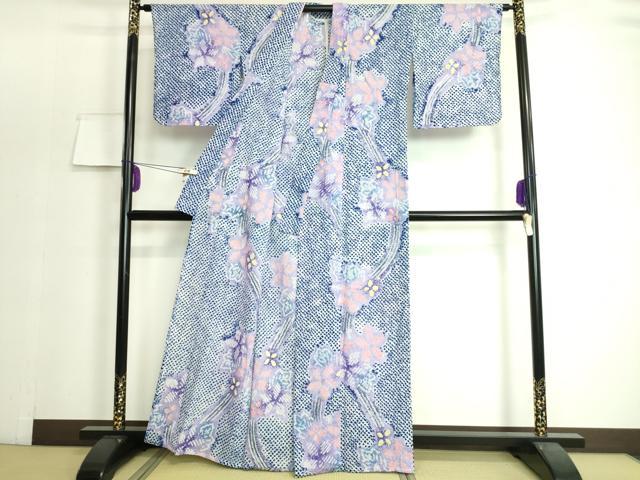 平和屋着物∴極上 夏物 浴衣 有松鳴海絞り 草花文 綿 逸品 DZAA20160kh5