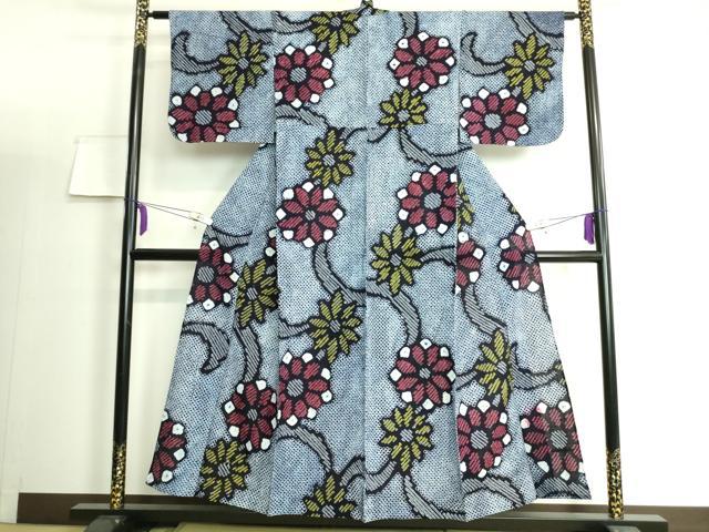 平和屋着物∴極上 夏物 浴衣 有松鳴海絞り 舞花文 綿 逸品 DZAA20168kh5