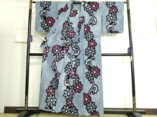平和屋着物∴極上 夏物 浴衣 有松鳴海絞り 花唐草文 綿 逸品 DZAA20169kh5