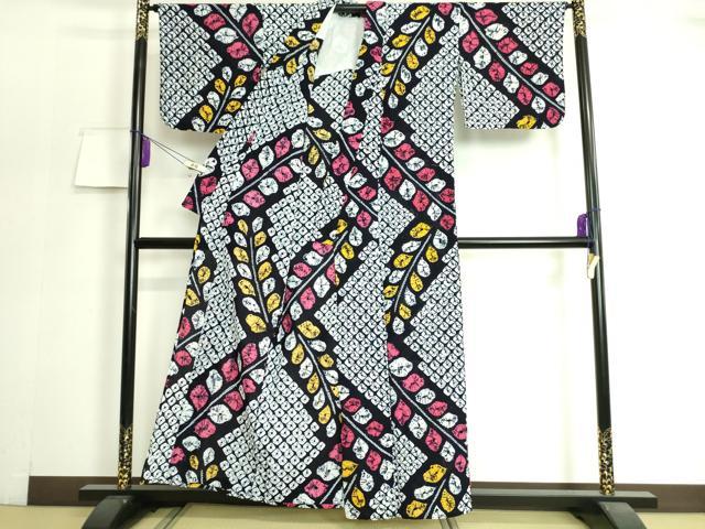 平和屋着物∴極上 夏物 浴衣 有松鳴海絞り 草葉文 綿 逸品 DZAA20176kh5
