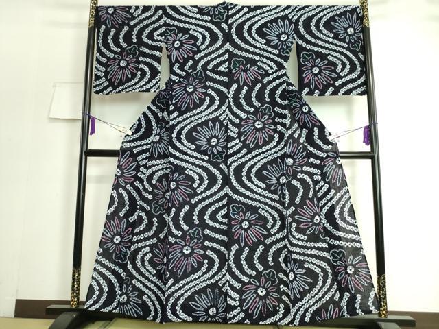 平和屋着物∴極上 夏物 浴衣 有松鳴海絞り 流水花文 綿 逸品 DZAA20188kh5