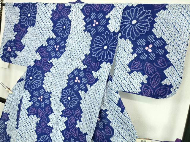 平和屋着物∴極上 夏物 浴衣 有松鳴海絞り 舞花文 綿 逸品 DZAA20189kh5