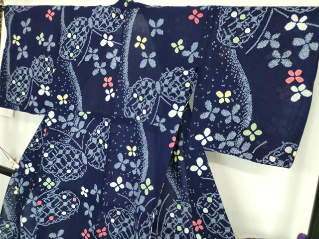 平和屋着物∴極上 夏物 浴衣 有松鳴海絞り 舞蝶花文 綿 逸品 DZAA20190kh5