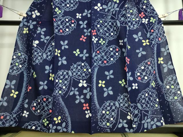 平和屋着物∴極上 夏物 浴衣 有松鳴海絞り 舞蝶花文 綿 逸品 DZAA20190kh5