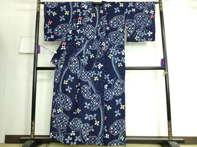 平和屋着物∴極上 夏物 浴衣 有松鳴海絞り 舞蝶花文 綿 逸品 DZAA20190kh5