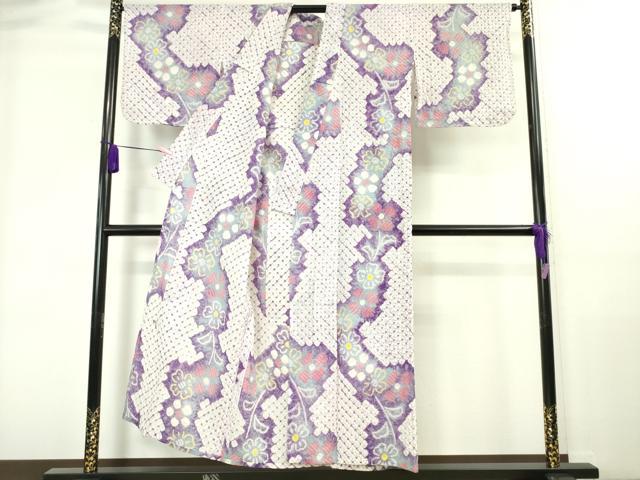 平和屋着物∴極上 夏物 浴衣 有松鳴海絞り 草花文 綿 逸品 DZAA20196kh5