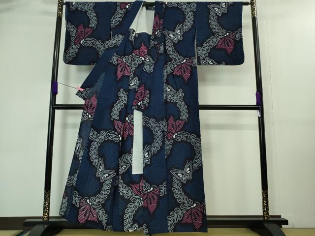 平和屋本店■極上 夏物 浴衣 有松鳴海絞り 舞蝶文 綿 逸品 DZAA20206kh5