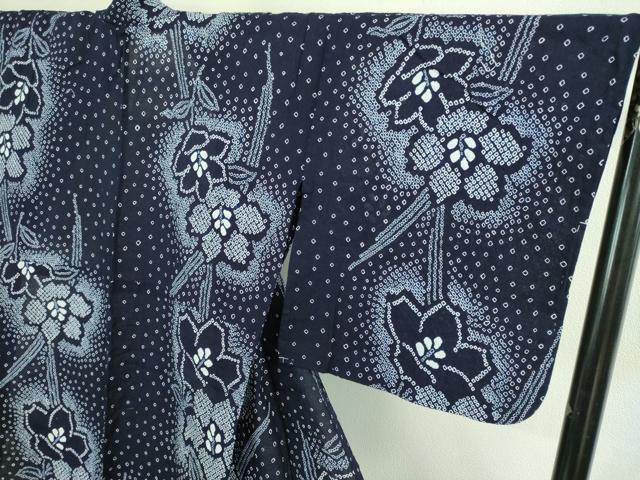 平和屋着物∴極上 夏物 浴衣 有松鳴海絞り 草花文 綿 逸品 未使用 DZAA20221kh5