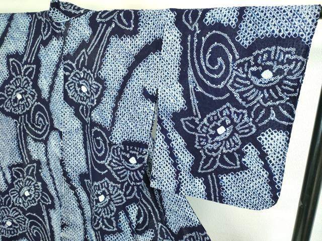 平和屋着物∴極上 夏物 浴衣 有松鳴海絞り 花唐草文 綿 逸品 未使用 DZAA20231kh5