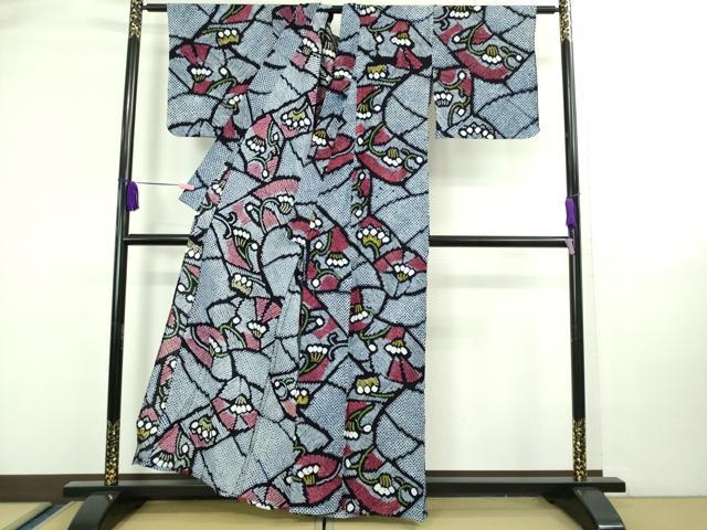 平和屋着物∴極上 夏物 浴衣 有松鳴海絞り 草花文 綿 逸品 DZAA20236kh5