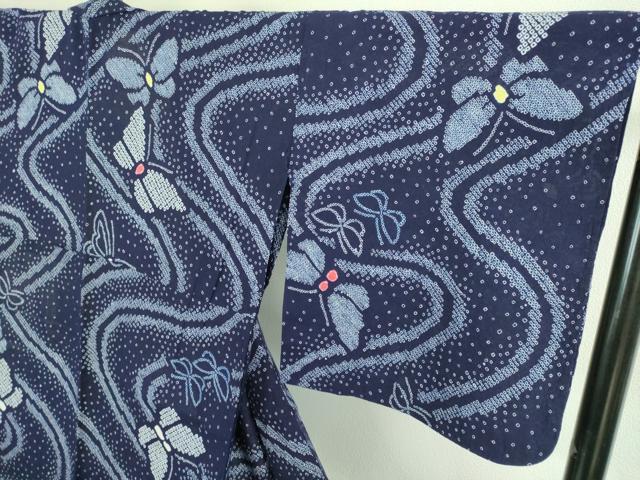 平和屋着物∴極上 夏物 浴衣 有松鳴海絞り 舞蝶文 綿 逸品 DZAA20237kh5