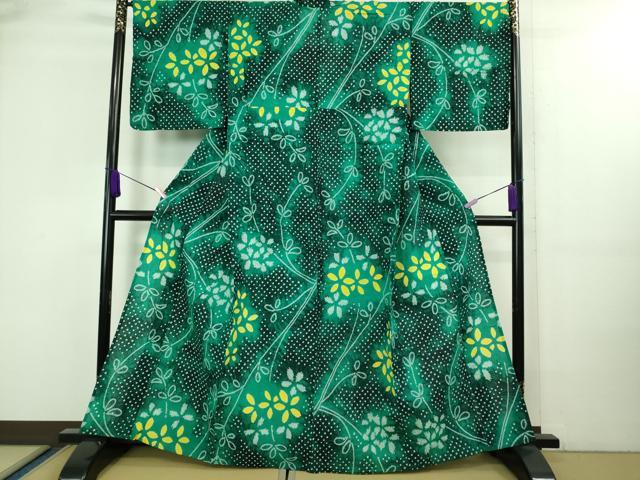 平和屋着物∴極上 夏物 浴衣 有松鳴海絞り 草花文 綿 逸品 DZAA20247kh5