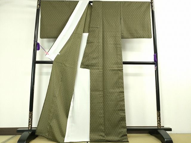 平和屋本店■極上 お召 経錦 単衣 蜀江花文 反端付き 逸品 DZAA2024kh4 - 平和屋