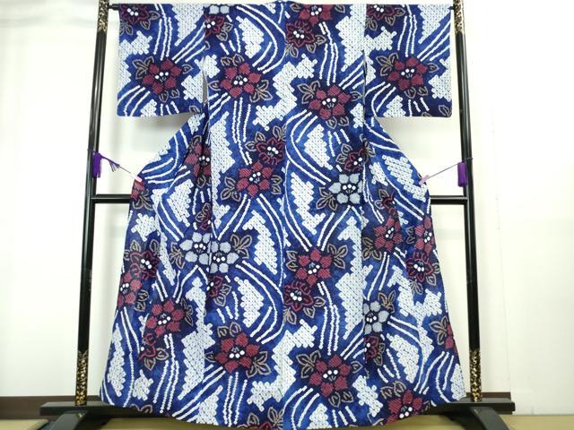平和屋着物∴極上 夏物 浴衣 有松鳴海絞り 草花文 綿 逸品 未使用 DZAA20254kh5
