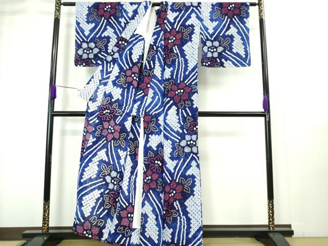 平和屋着物∴極上 夏物 浴衣 有松鳴海絞り 草花文 綿 逸品 未使用 DZAA20254kh5