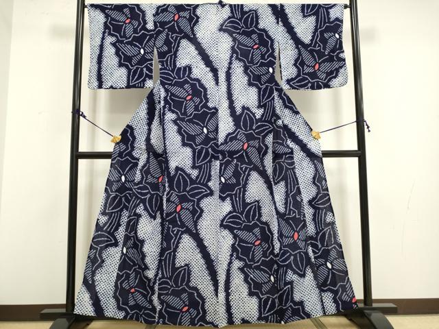 平和屋着物∴極上 夏物 浴衣 有松鳴海絞り 舞蝶花文 綿 逸品 DZAA20256kh5