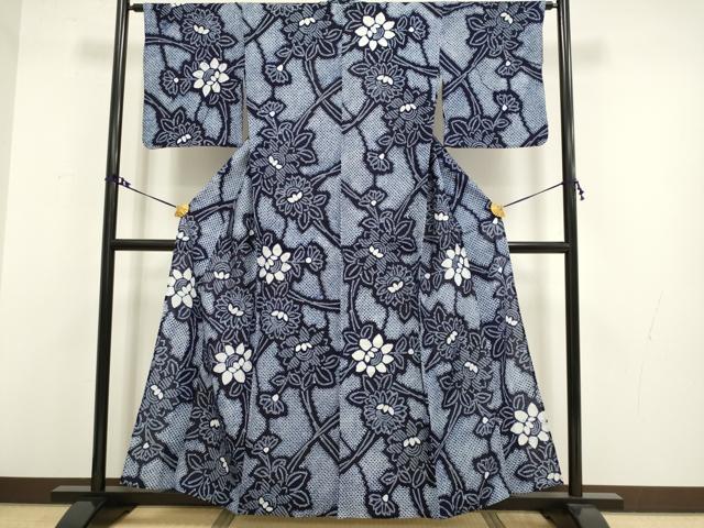 平和屋着物∴極上 夏物 浴衣 有松鳴海絞り 草花文 綿 逸品 DZAA20262kh5