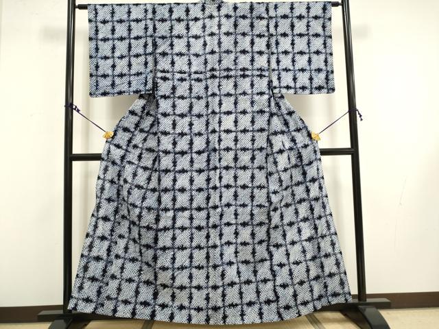 平和屋着物∴極上 夏物 浴衣 有松鳴海絞り 格子 綿 逸品 DZAA20280kh5