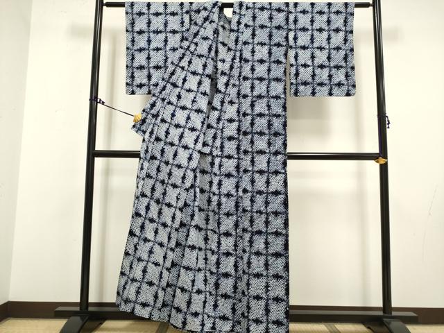 平和屋着物∴極上 夏物 浴衣 有松鳴海絞り 格子 綿 逸品 DZAA20280kh5