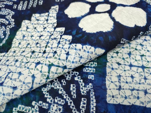 平和屋着物∴極上 夏物 浴衣 有松鳴海絞り 草花文 綿 逸品 DZAA20281kh5