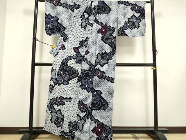 平和屋着物∴極上 夏物 浴衣 有松鳴海絞り 舞蝶文 綿 逸品 DZAA20284kh5