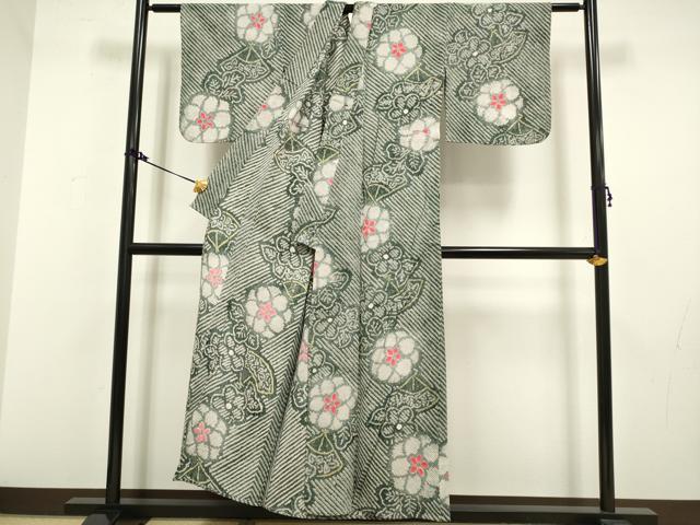 平和屋着物∴極上 夏物 浴衣 有松鳴海絞り 扇面花文 綿 逸品 DZAA20285kh5