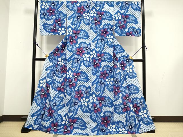 平和屋着物∴極上 夏物 浴衣 有松鳴海絞り 草花文 綿 逸品 DZAA20286kh5