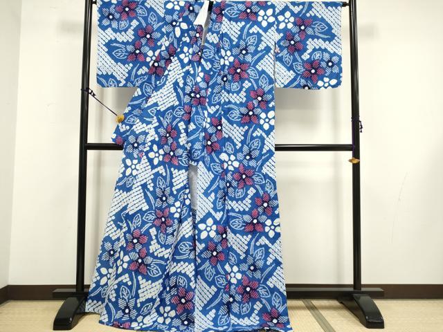 平和屋着物∴極上 夏物 浴衣 有松鳴海絞り 草花文 綿 逸品 DZAA20286kh5