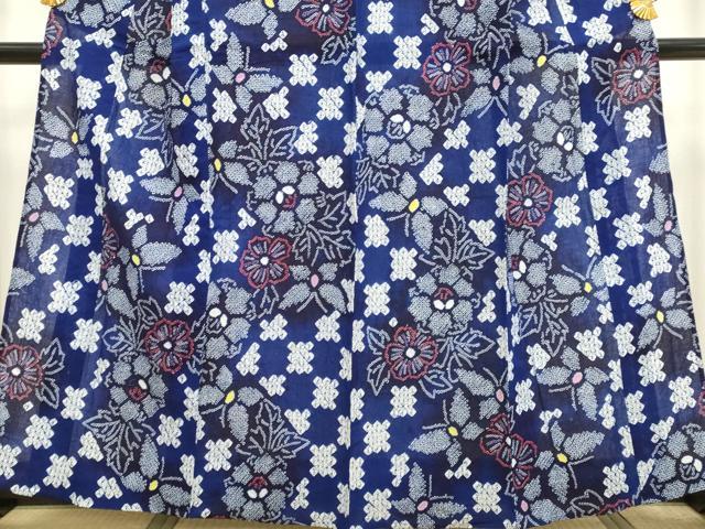 平和屋着物∴極上 夏物 浴衣 有松鳴海絞り 舞蝶花文 綿 逸品 未使用 DZAA20287kh5