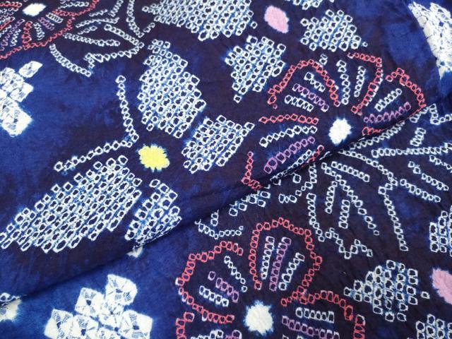 平和屋着物∴極上 夏物 浴衣 有松鳴海絞り 舞蝶花文 綿 逸品 未使用 DZAA20287kh5