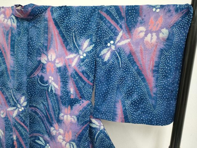 平和屋着物∴極上 夏物 浴衣 有松鳴海絞り 杜若 蜻蛉 綿 逸品 DZAA20289kh5