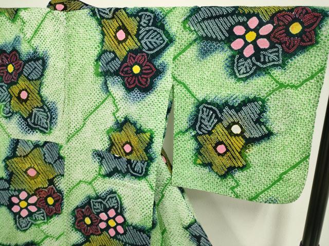 平和屋着物∴極上 夏物 浴衣 有松鳴海絞り 草花文 綿 逸品 DZAA20290kh5