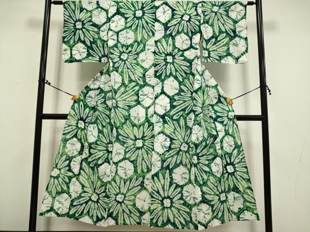 平和屋着物∴極上 夏物 浴衣 有松鳴海絞り 舞花文 綿 逸品 DZAA20299kh5