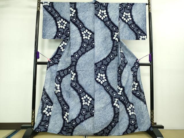 平和屋着物∴極上 夏物 浴衣 有松鳴海絞り 舞花文 綿 逸品 DZAA20300kh5