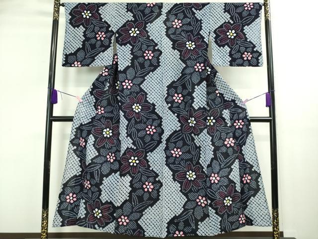 平和屋着物∴極上 夏物 浴衣 有松鳴海絞り 草花文 綿 逸品 DZAA20301kh5