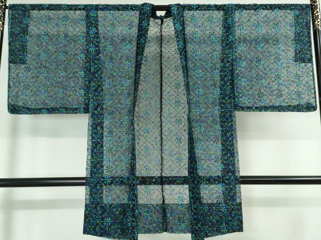 平和屋本店■極上 長羽織 オーガンジー スリーシーズン 春夏秋 塵除け 刺繍 草花菱文 残布付き 逸品 未使用 DZAA2036kh4 - 平和屋