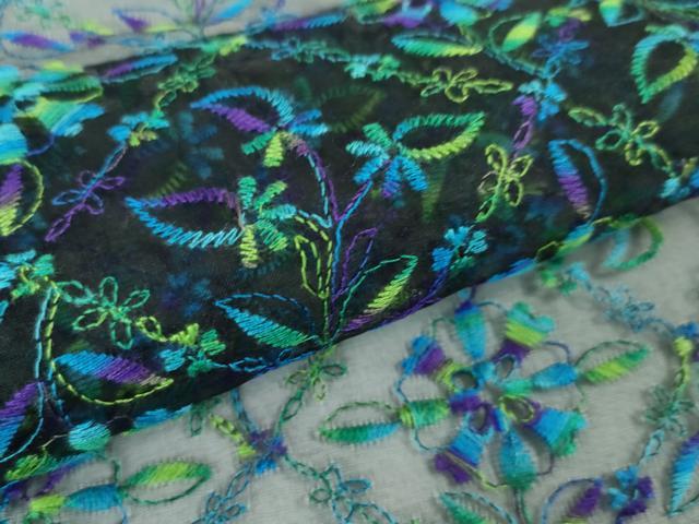 平和屋本店■極上 長羽織 オーガンジー スリーシーズン 春夏秋 塵除け 刺繍 草花菱文 残布付き 逸品 未使用 DZAA2036kh4 - 平和屋